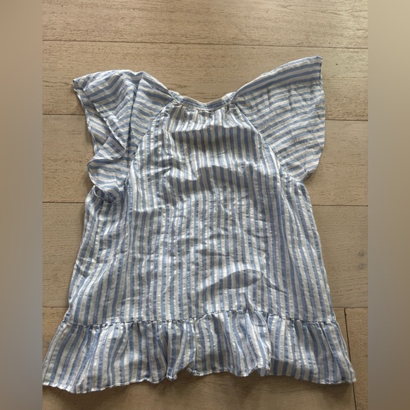 Veronica Beard Maple Blue White Striped Top 8 - Picture 6 of 9